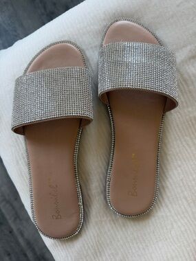 Bonnibel Silver Rhinestone Slide Sandals
